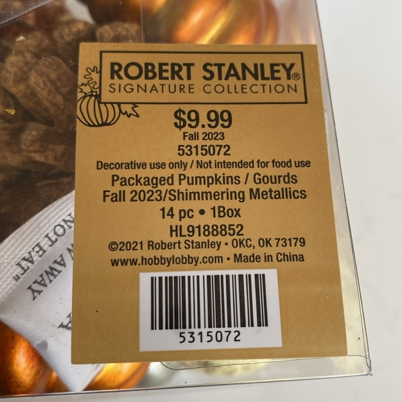 Thanksgiving Robert Stanley Signature Collection Metallics Fall Pumpkin Set - Picture 6 of 6